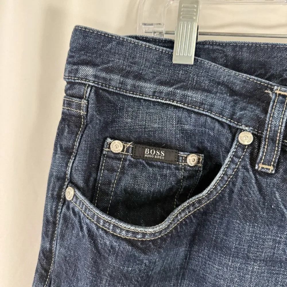 Hugo Boss Jeans Men's 40x34 Dark Wash Blue Denim 5 Pocket Cotton Blend